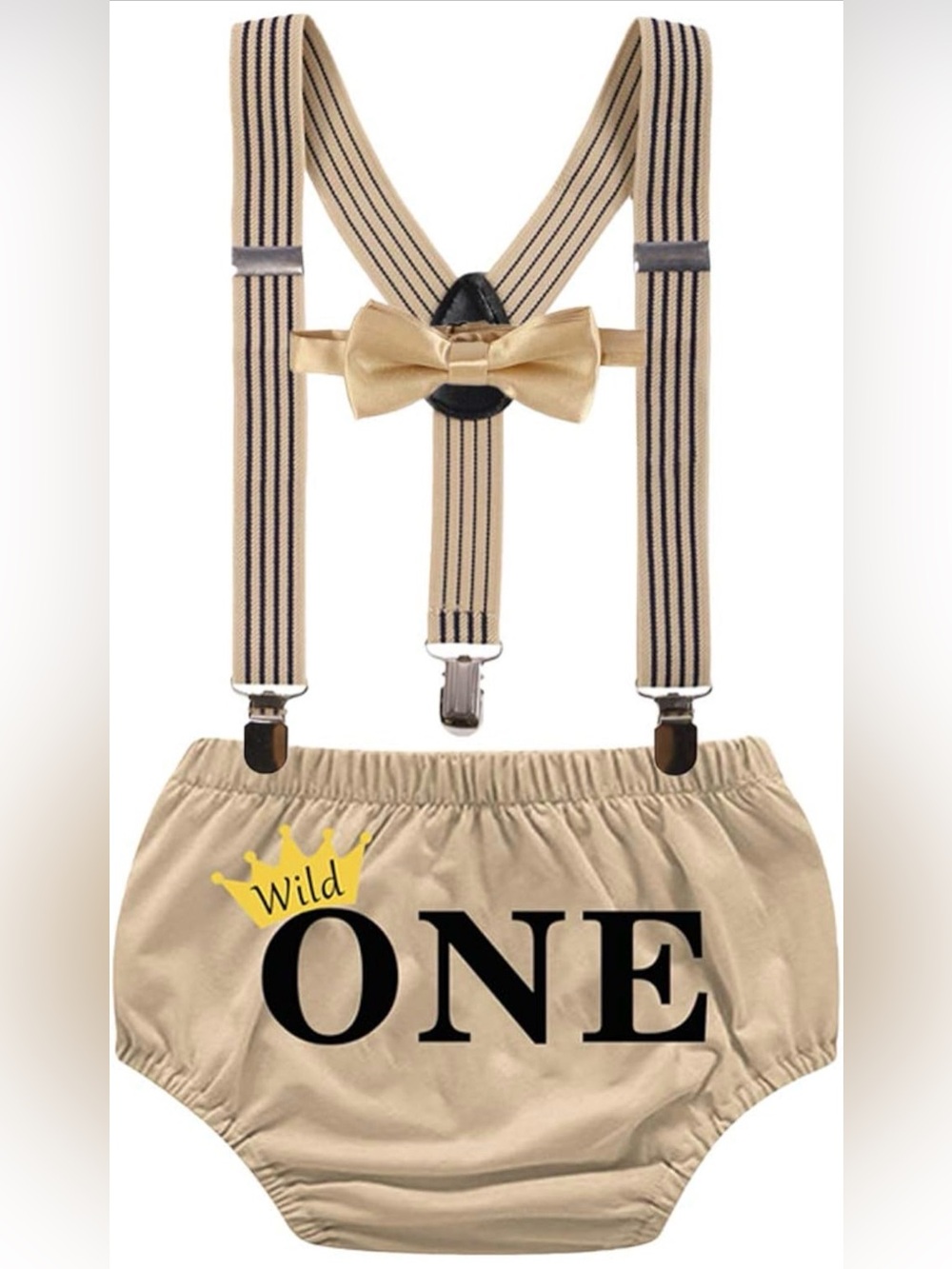 NEW! “Wild One” Gold Bow Tie, Suspenders and Bloomer set!